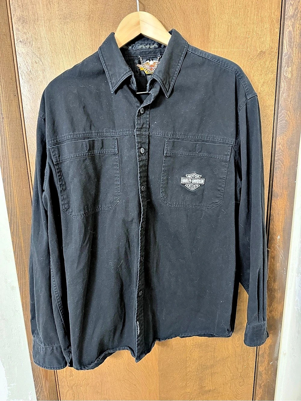 Harley-Davidson Men’s XL Solid Long Sleeve Shirt Black 100% Heavyweight Cotton
